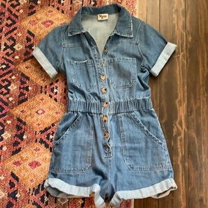 Show Me Your Mumu Denim Shorts Jumpsuit Romper